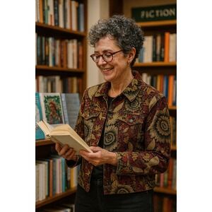 Boho Artsy Old Money Red Gold Silk Blend Vintage Chico's Floral Brocade M Coat